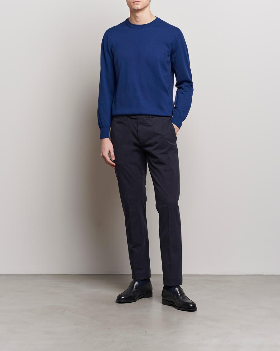 Herre | Gensere | Canali | Cotton Crew Neck Pullover Royal Blue