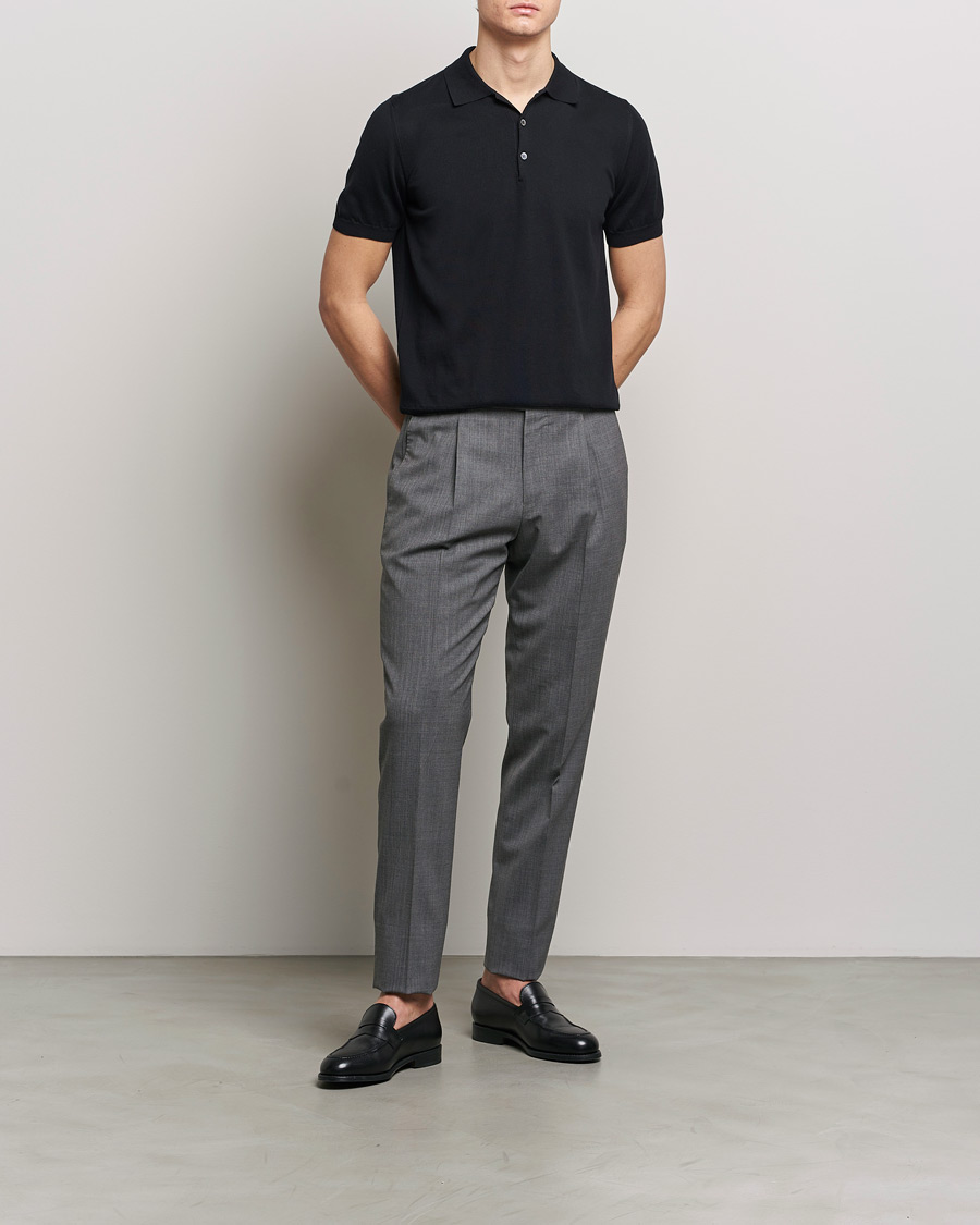 Herre | Pikéer | Canali | Cotton Short Sleeve Polo Black