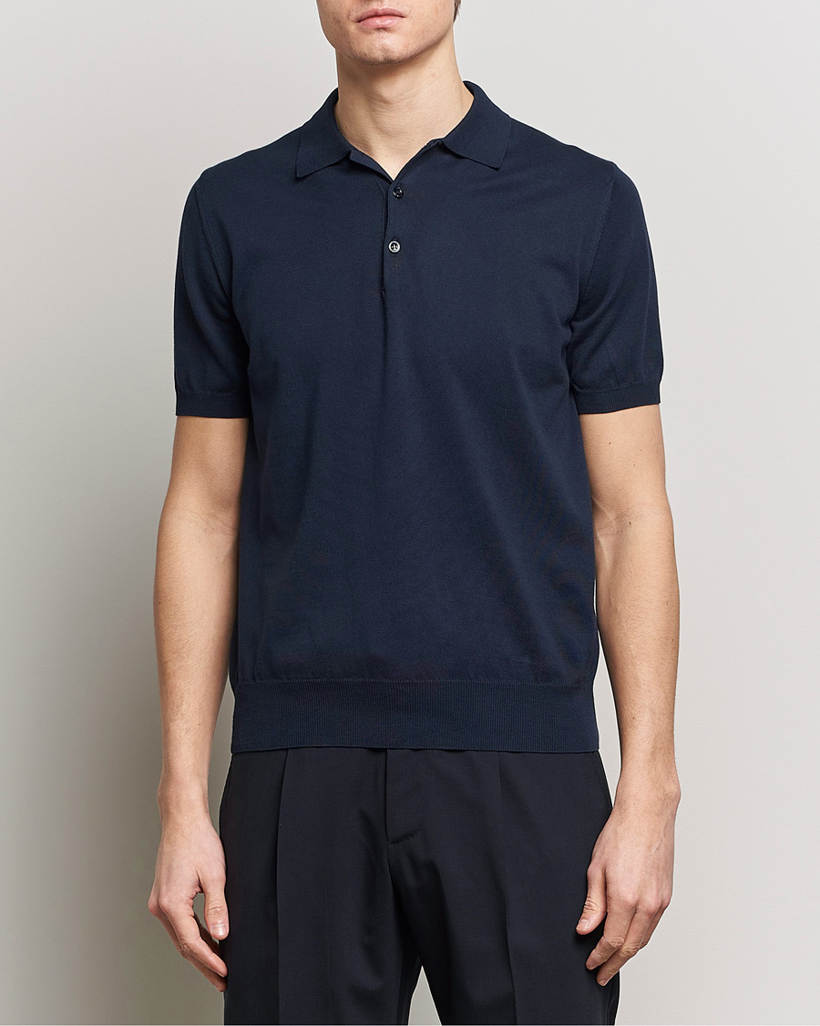 Herre |  | Canali | Cotton Short Sleeve Polo Navy