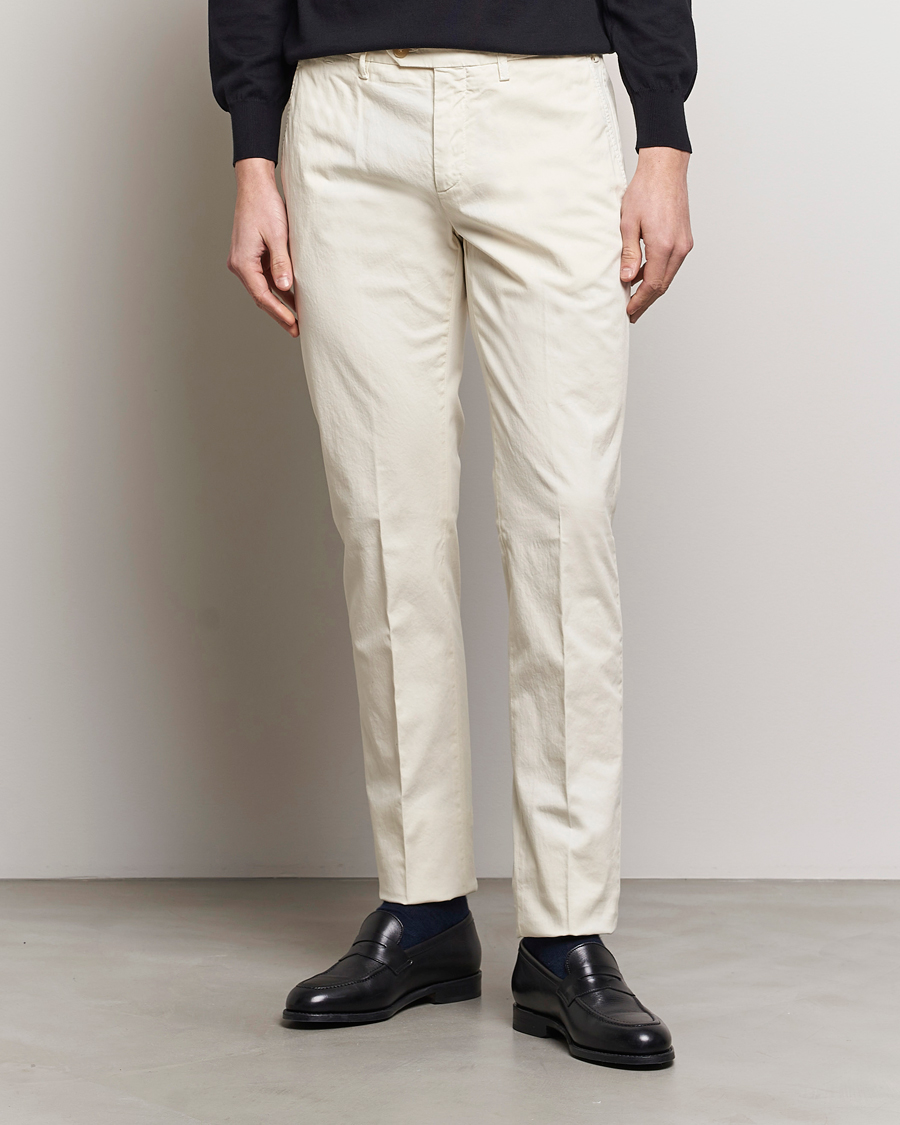 Herre | Italian Department | Canali | Cotton Stretch Chinos Off White