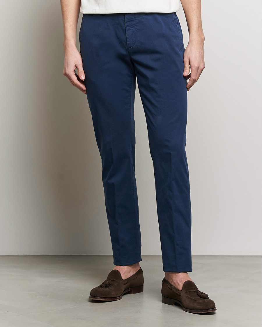 Herre | Klær | Canali | Cotton Stretch Chinos Dark Blue