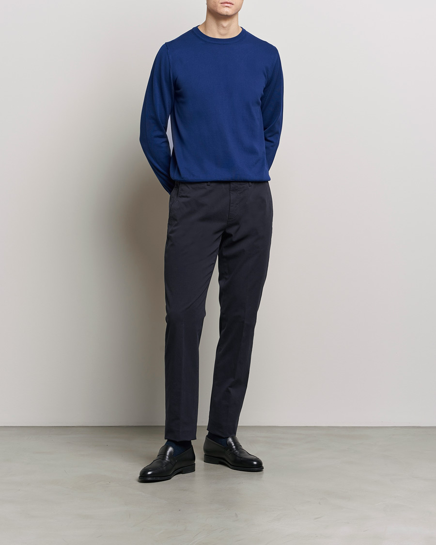 Herre | Bukser | Canali | Cotton Stretch Chinos Navy