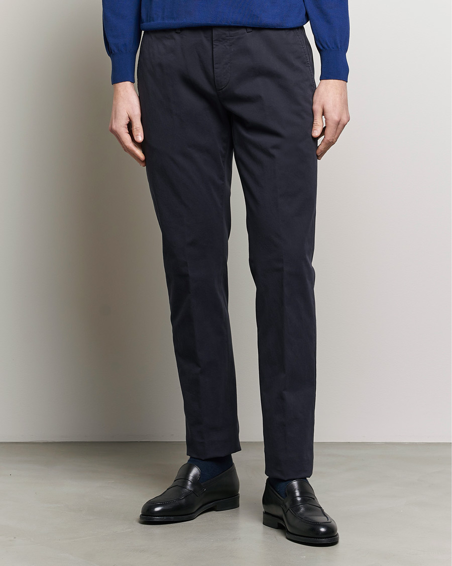 Herre | Quiet Luxury | Canali | Cotton Stretch Chinos Navy