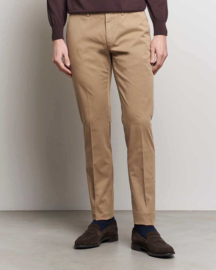 Herre | Bukser | Canali | Cotton Stretch Chinos Beige