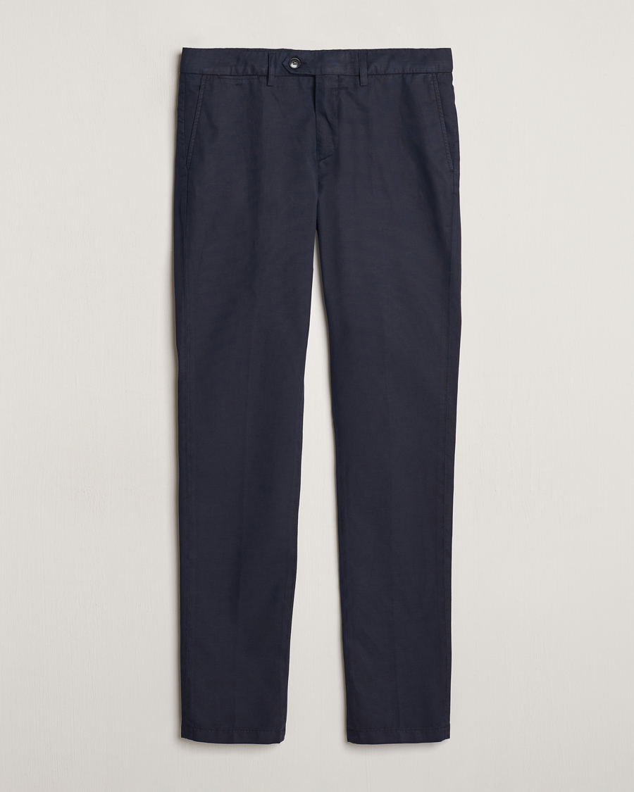 Herre | Bukser | Canali | Cotton/Linen Trousers Navy
