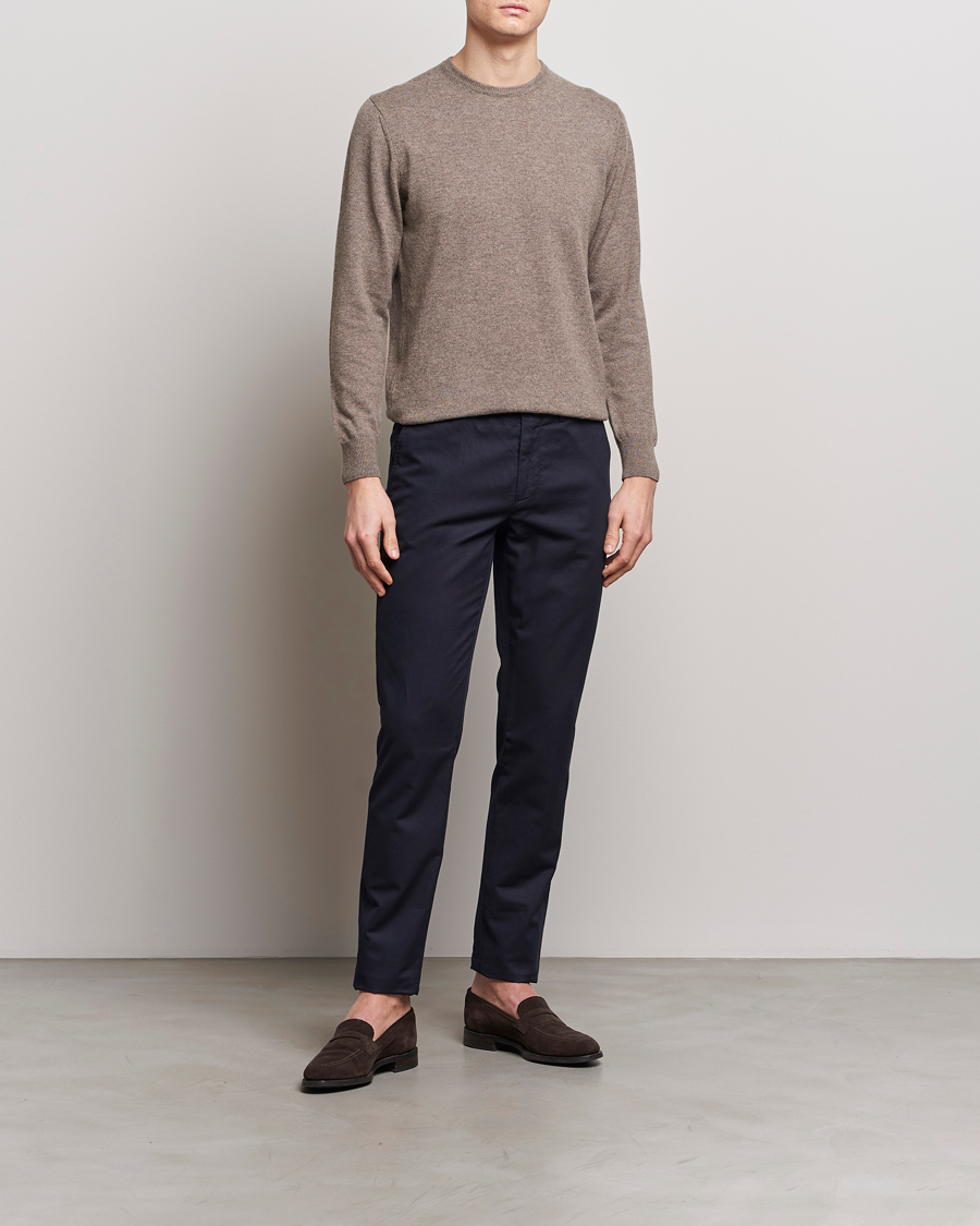 Herre | Bukser | Canali | Cotton/Linen Trousers Navy