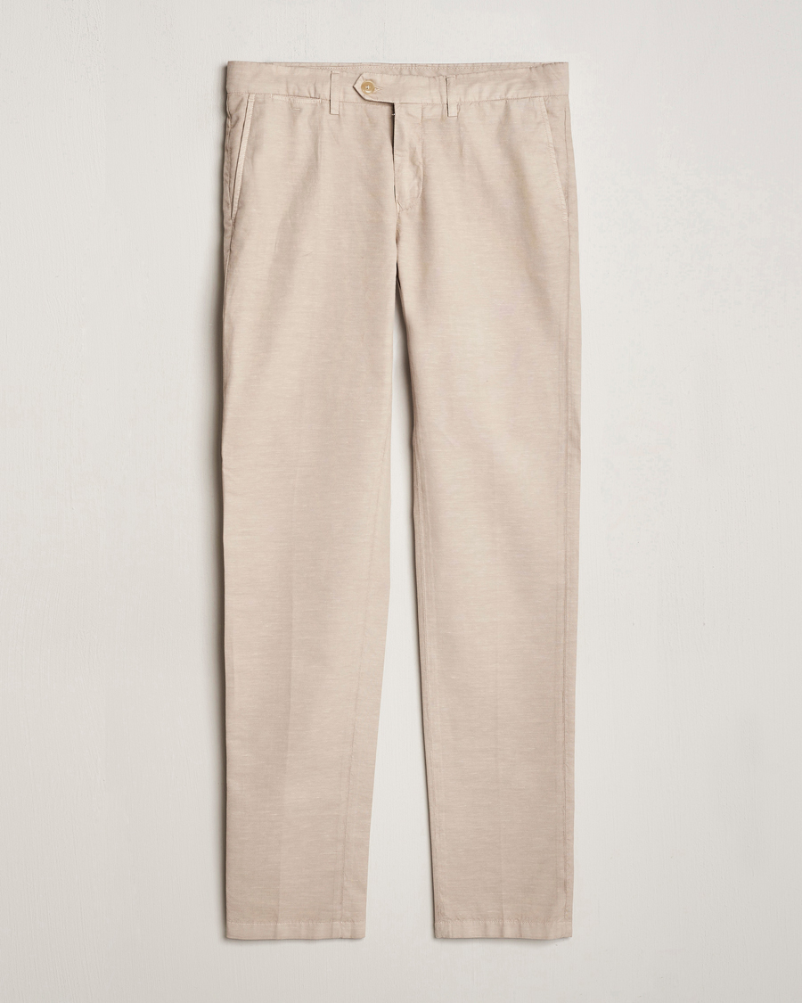 Herre | Bukser | Canali | Cotton/Linen Trousers Light Beige