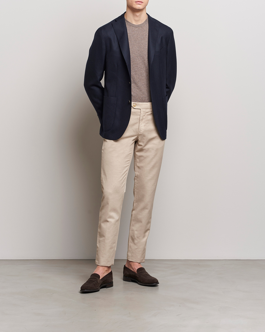 Herre | Bukser | Canali | Cotton/Linen Trousers Light Beige