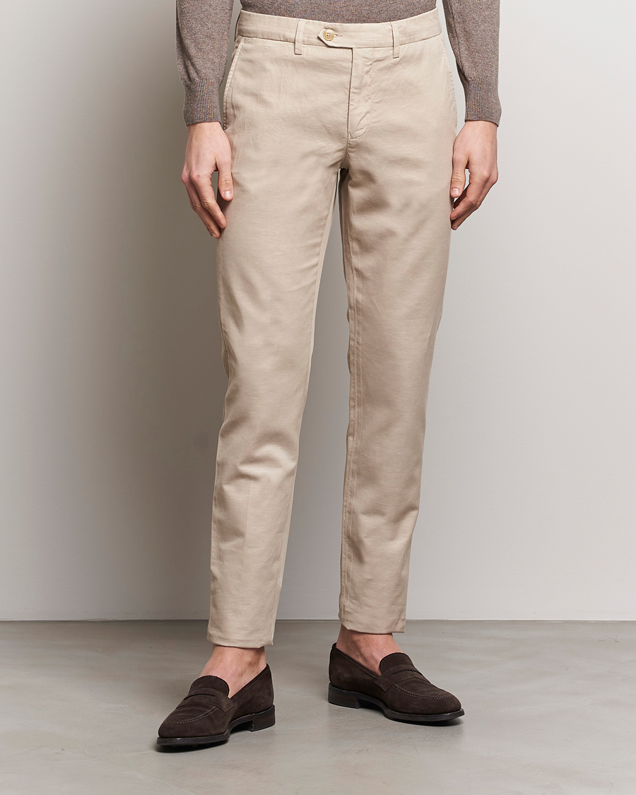 Herre | Canali | Canali | Cotton/Linen Trousers Light Beige