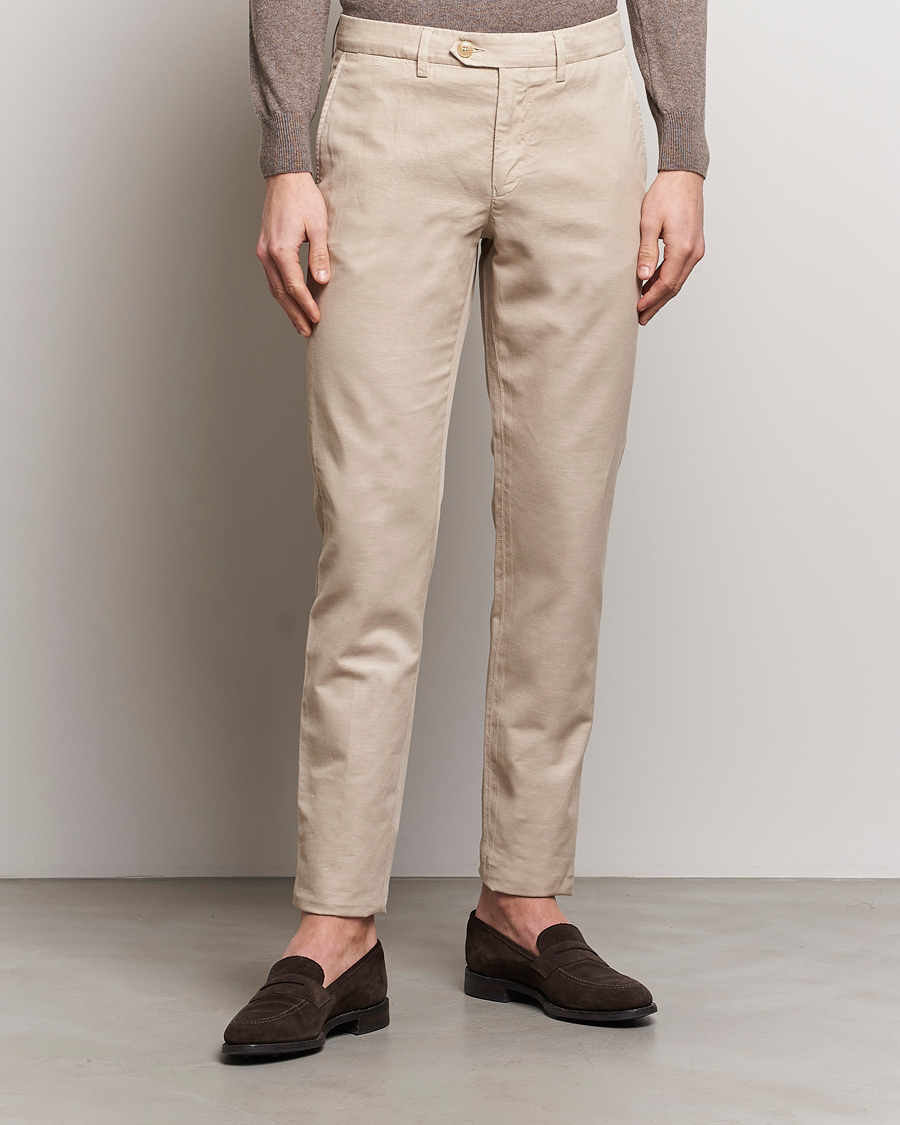 Herre | Avdelinger | Canali | Cotton/Linen Trousers Light Beige