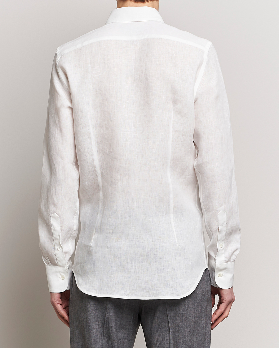 Herre | Skjorter | Canali | Slim Fit Linen Sport Shirt White