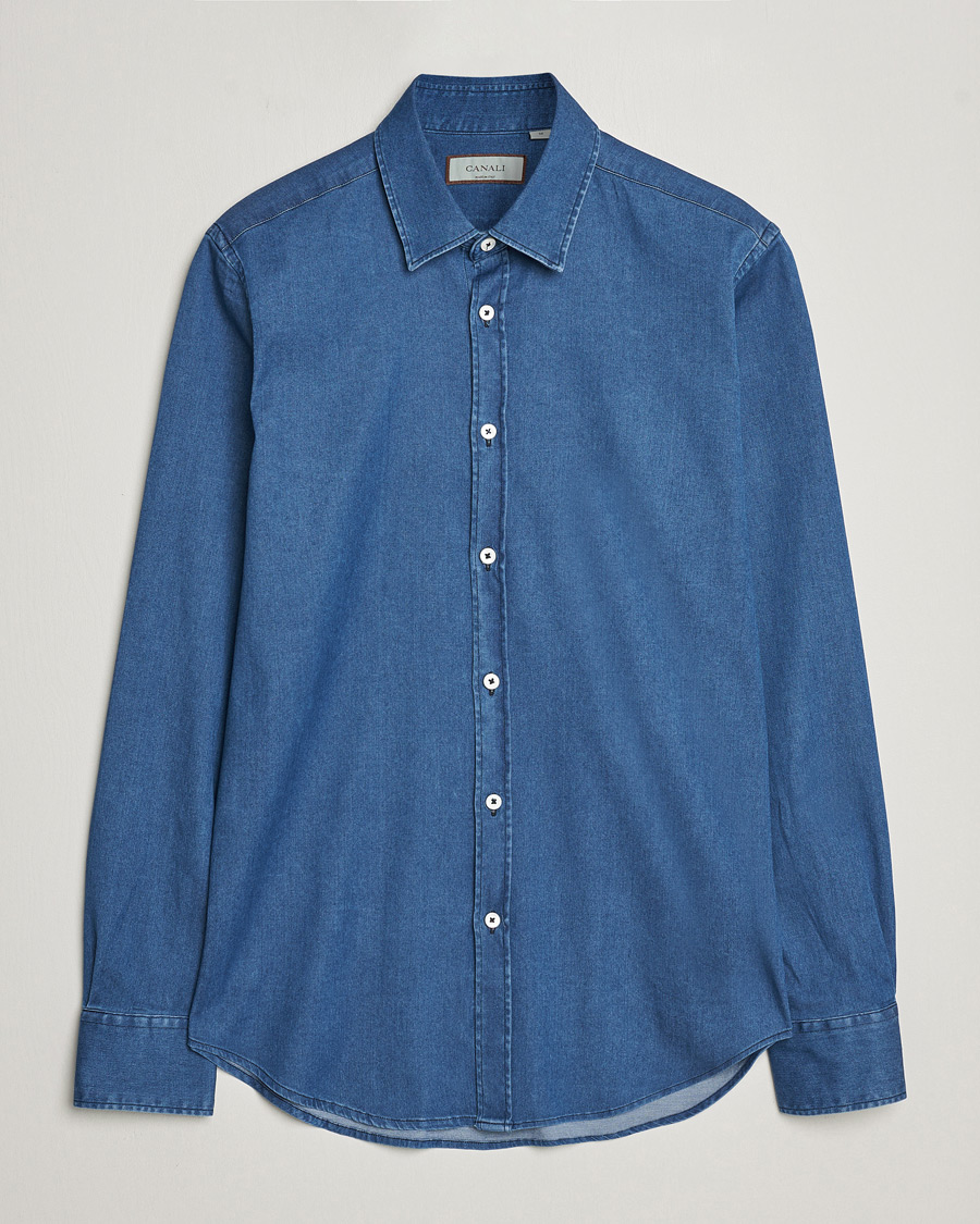 Herre | Skjorter | Canali | Slim Fit Denim Shirt Medium Washed