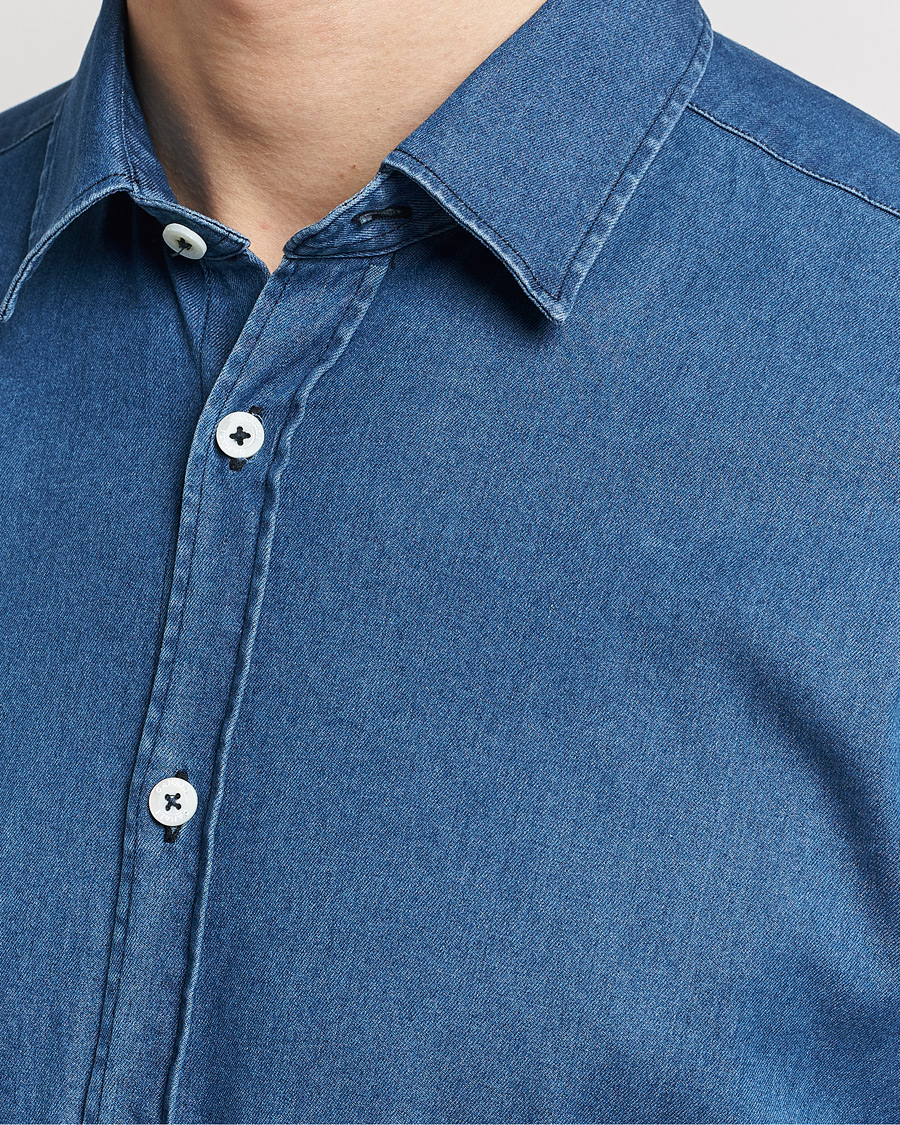 Herre | Skjorter | Canali | Slim Fit Denim Shirt Medium Washed