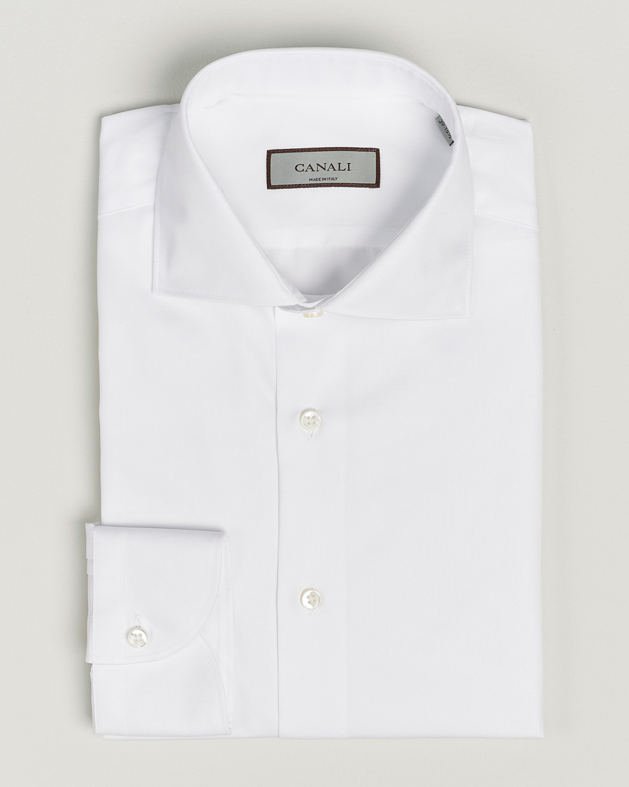 Herre | Skjorter | Canali | Slim Fit Cotton Shirt White