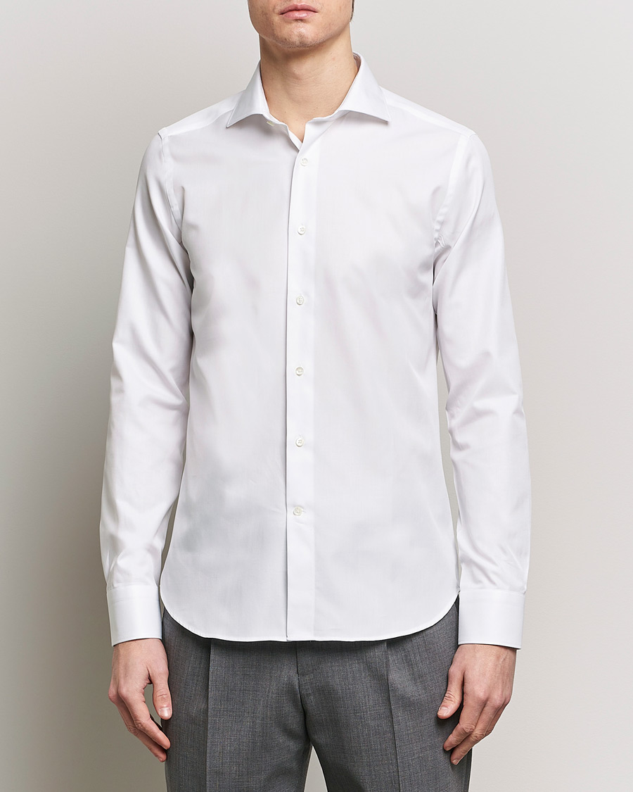 Herre | Businesskjorter | Canali | Slim Fit Cotton Shirt White