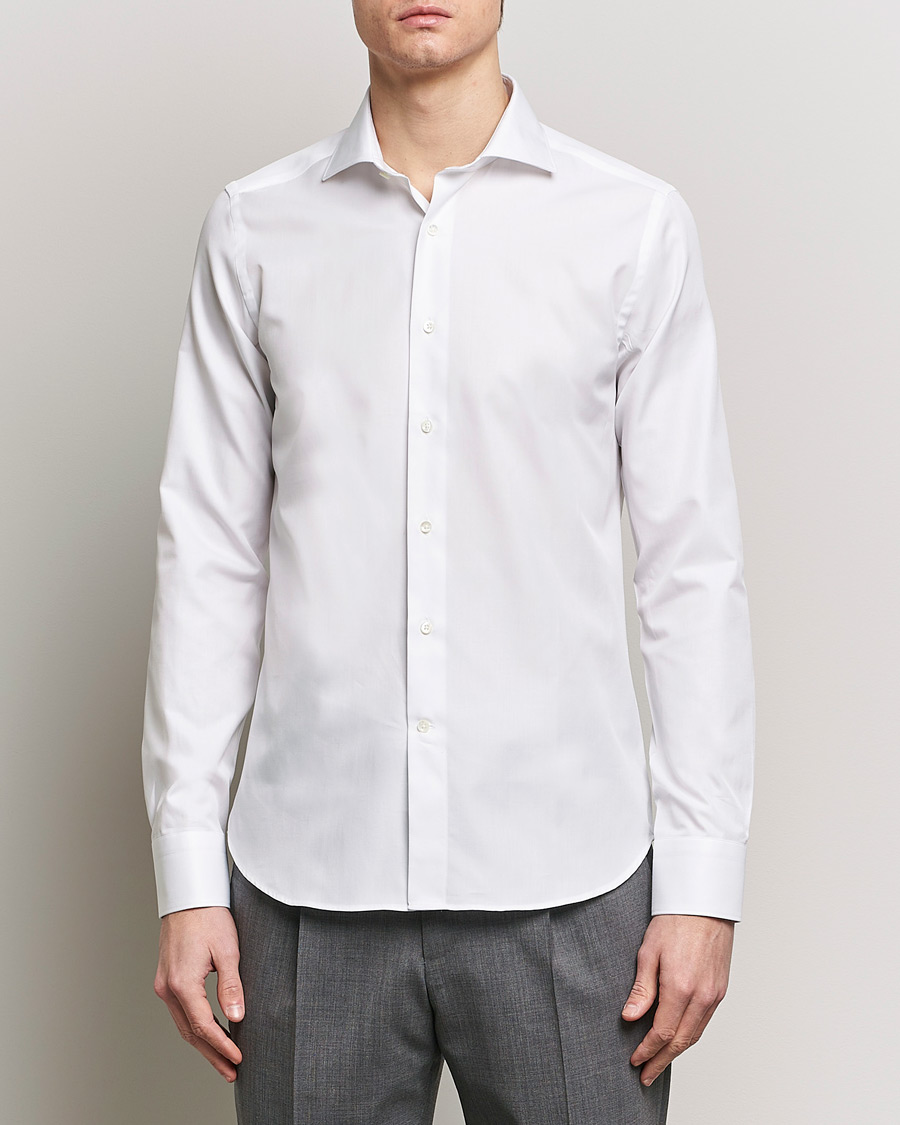 Herre | Quiet Luxury | Canali | Slim Fit Cotton Shirt White