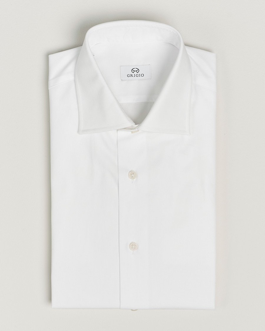 Herre | Skjorter | Grigio | Cotton Twill Dress Shirt White