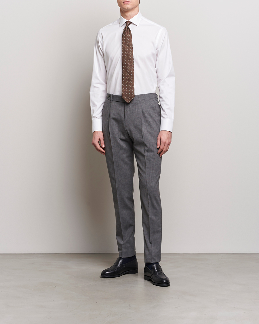 Herre | Formal Wear | Grigio | Cotton Twill Dress Shirt White