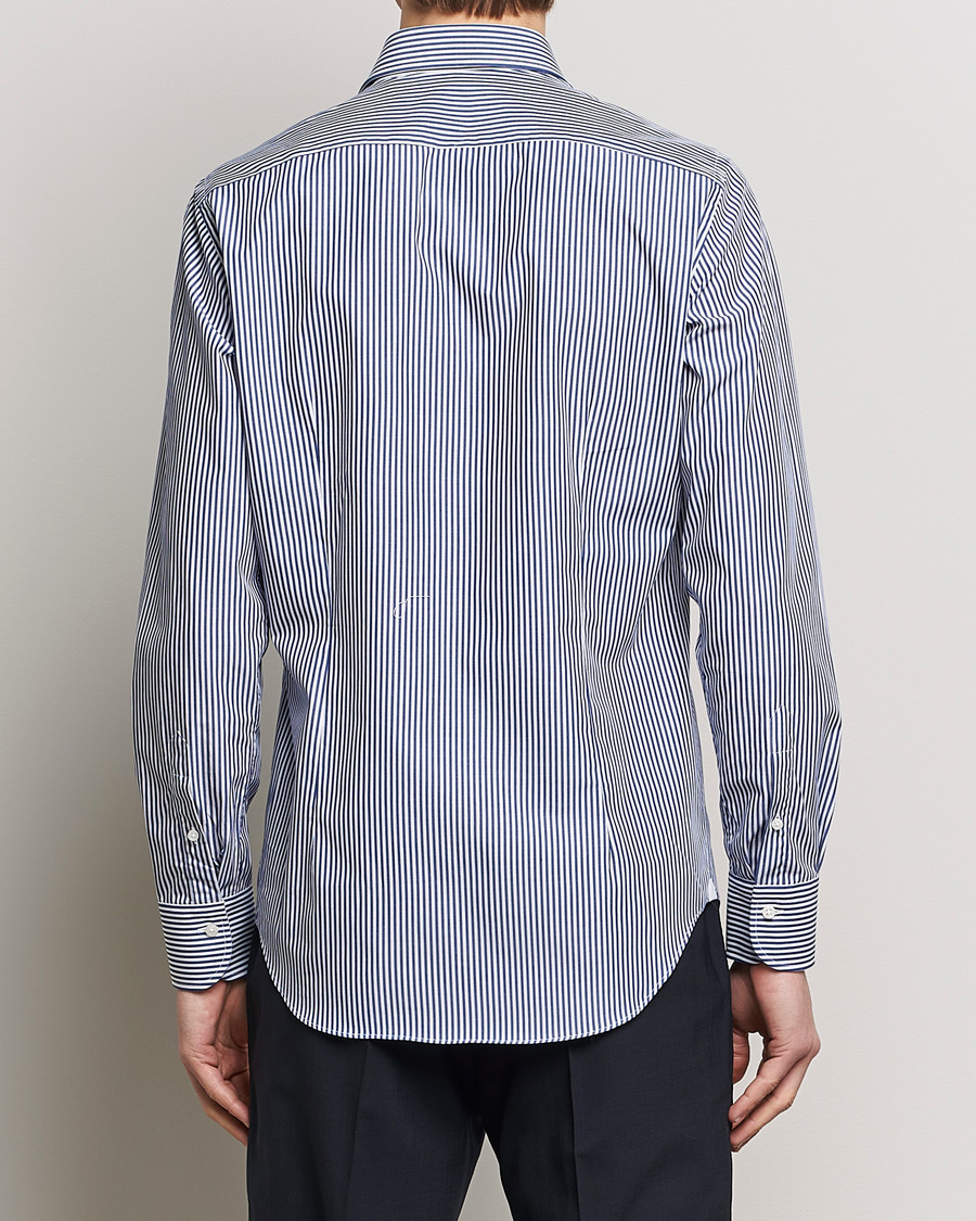 Herre | Skjorter | Grigio | Cotton Poplin Dress Shirt Blue Stripe