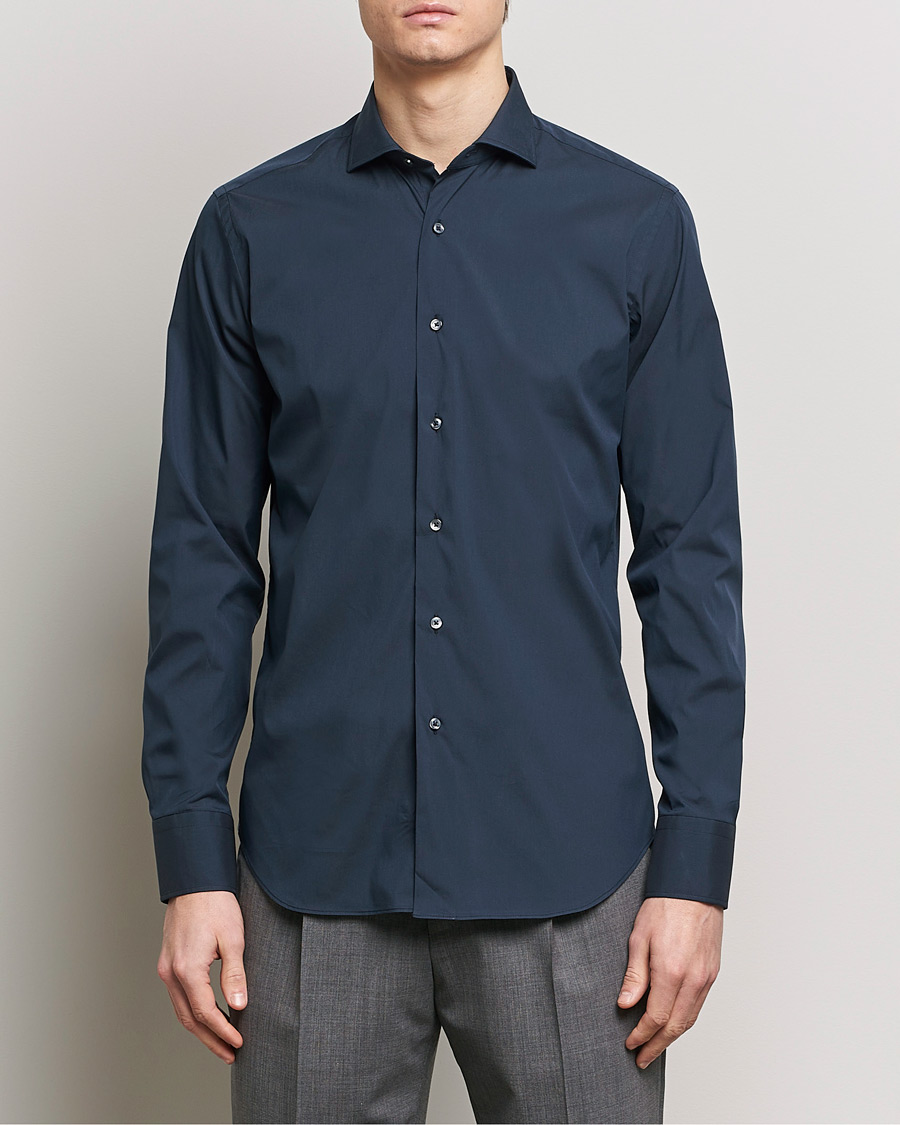 Herre | Italian Department | Grigio | Comfort Stretch Dress Shirt Navy