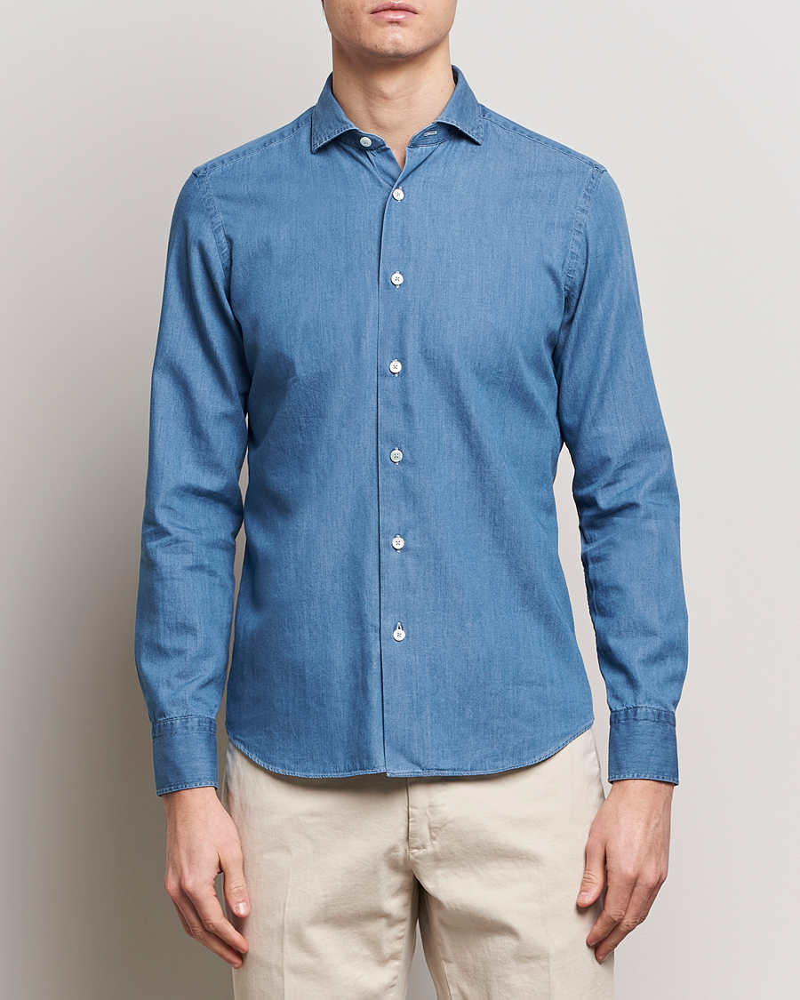 Herre | Italian Department | Grigio | Denim Shirt Medium Blue