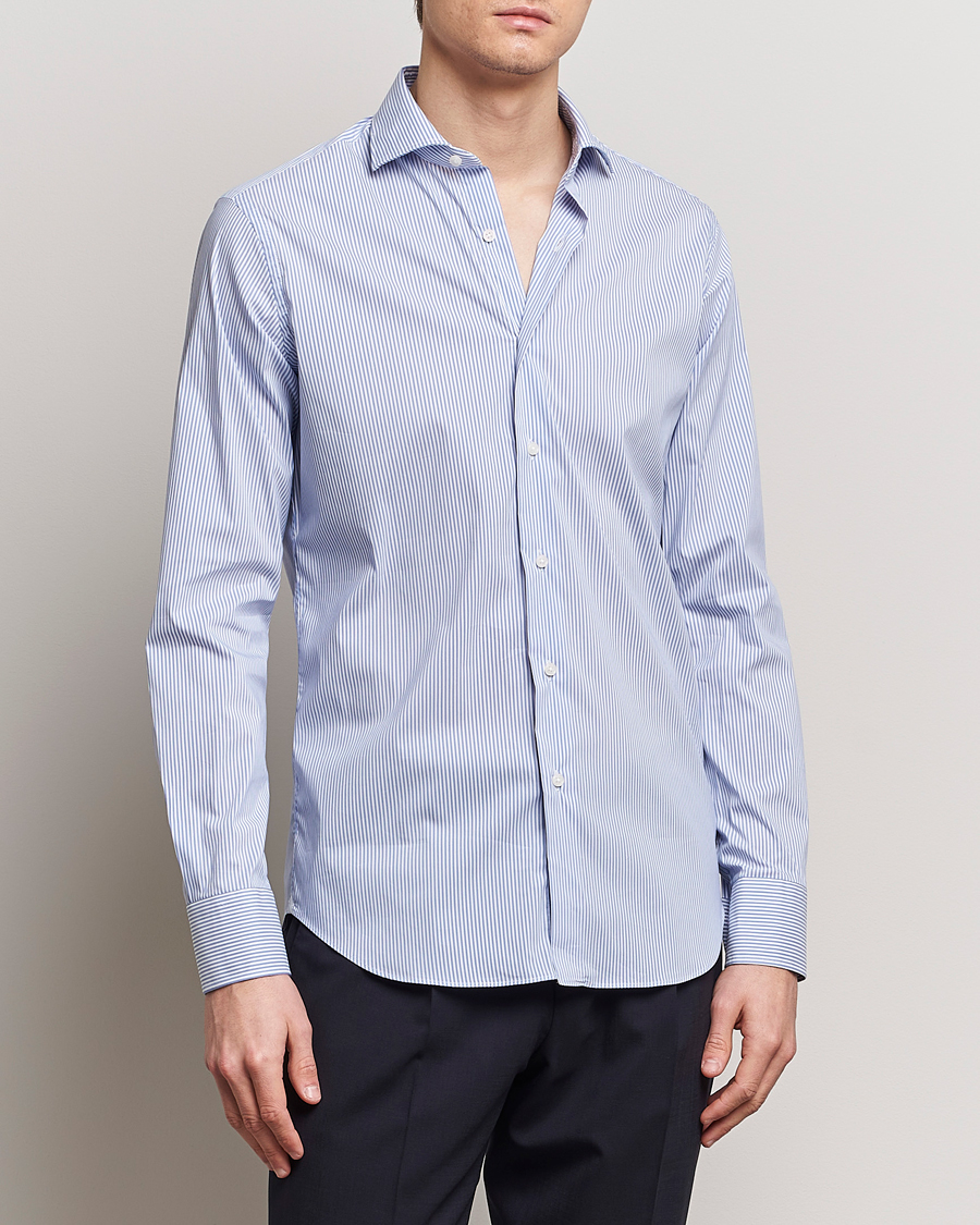 Herre | Skjorter | Grigio | Comfort Stretch Dress Shirt Light Blue Stripe