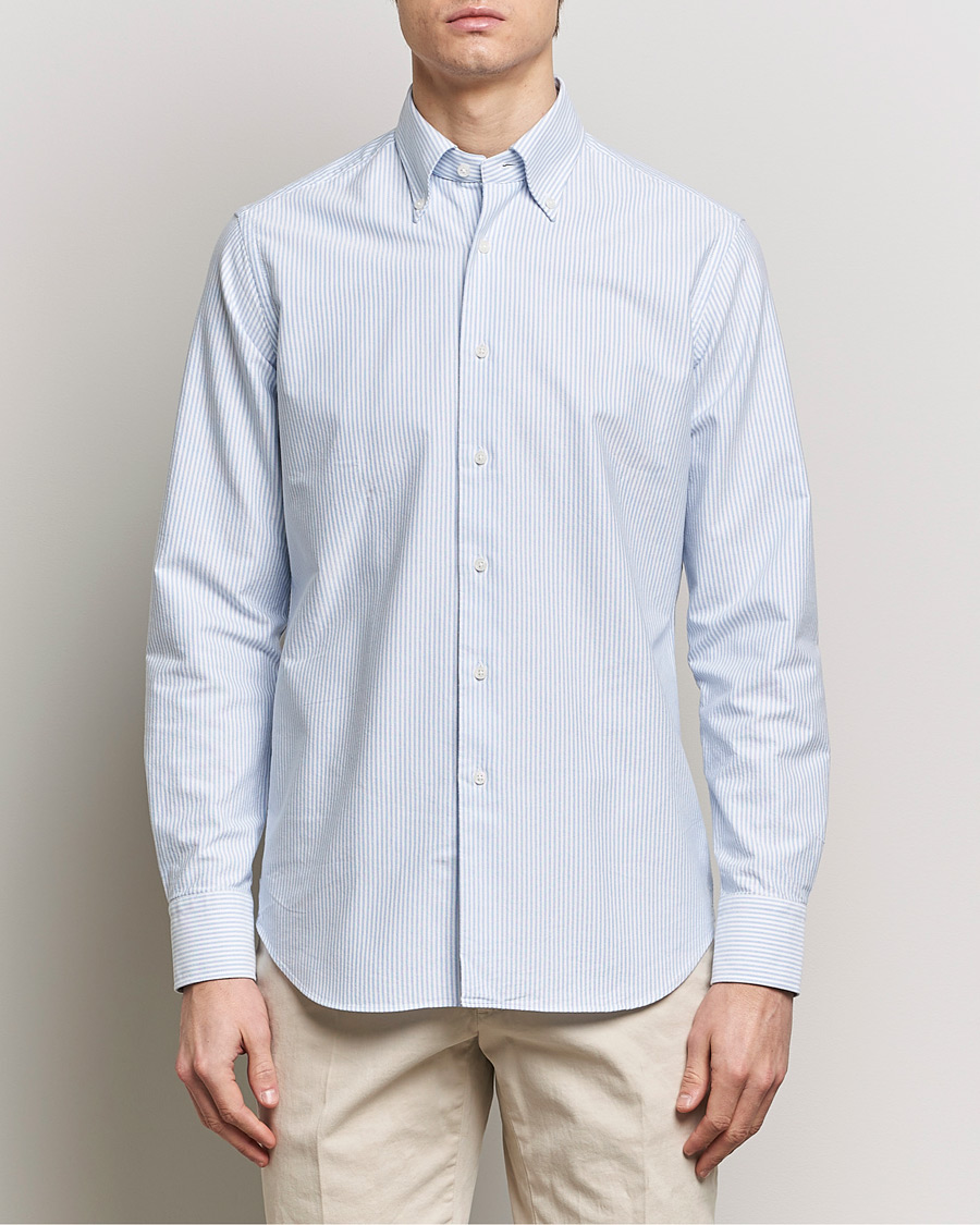 Herre | Klær | Grigio | Oxford Button Down Shirt Light Blue Stripe