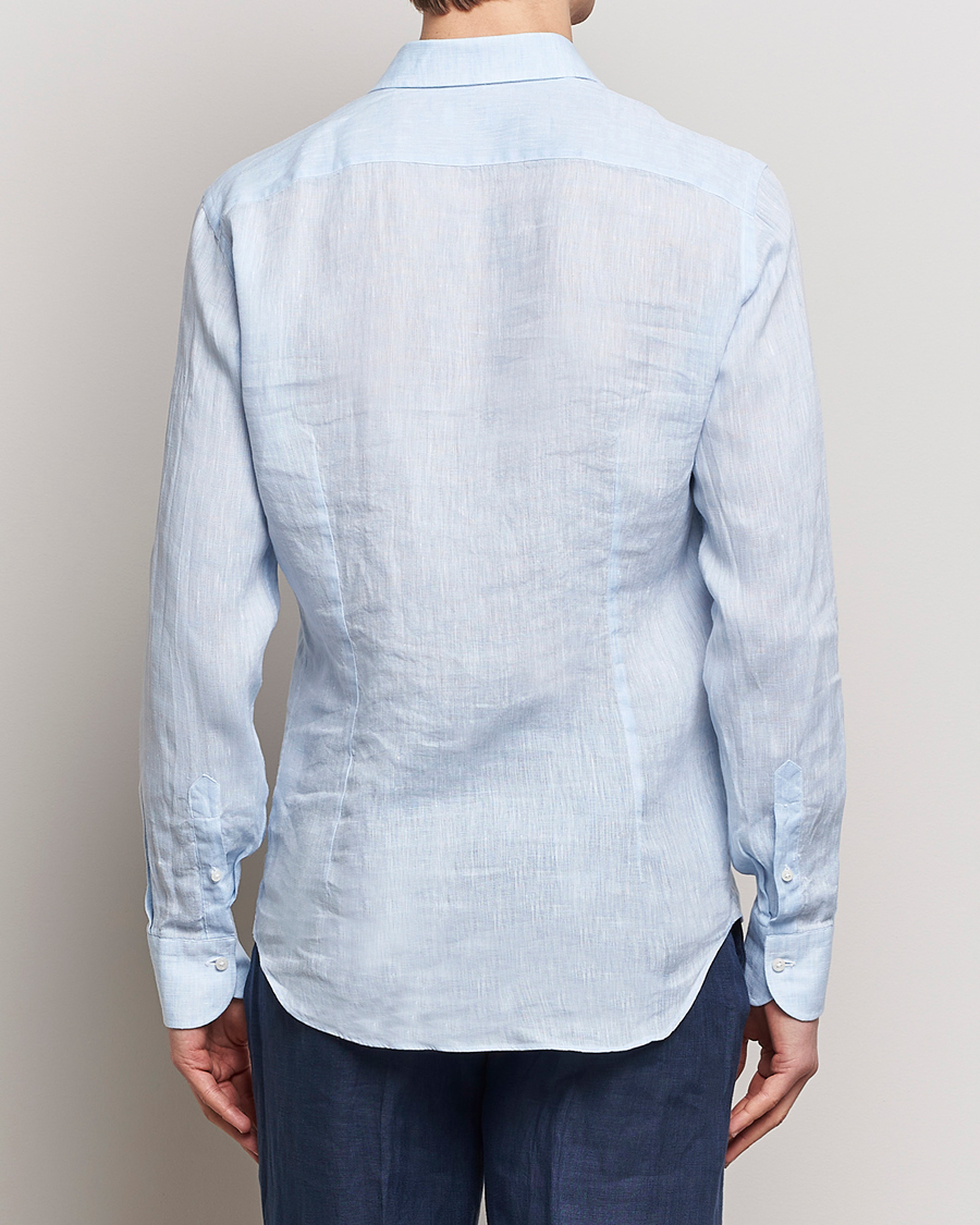 Herre | Skjorter | Grigio | Linen Casual Shirt Light Blue