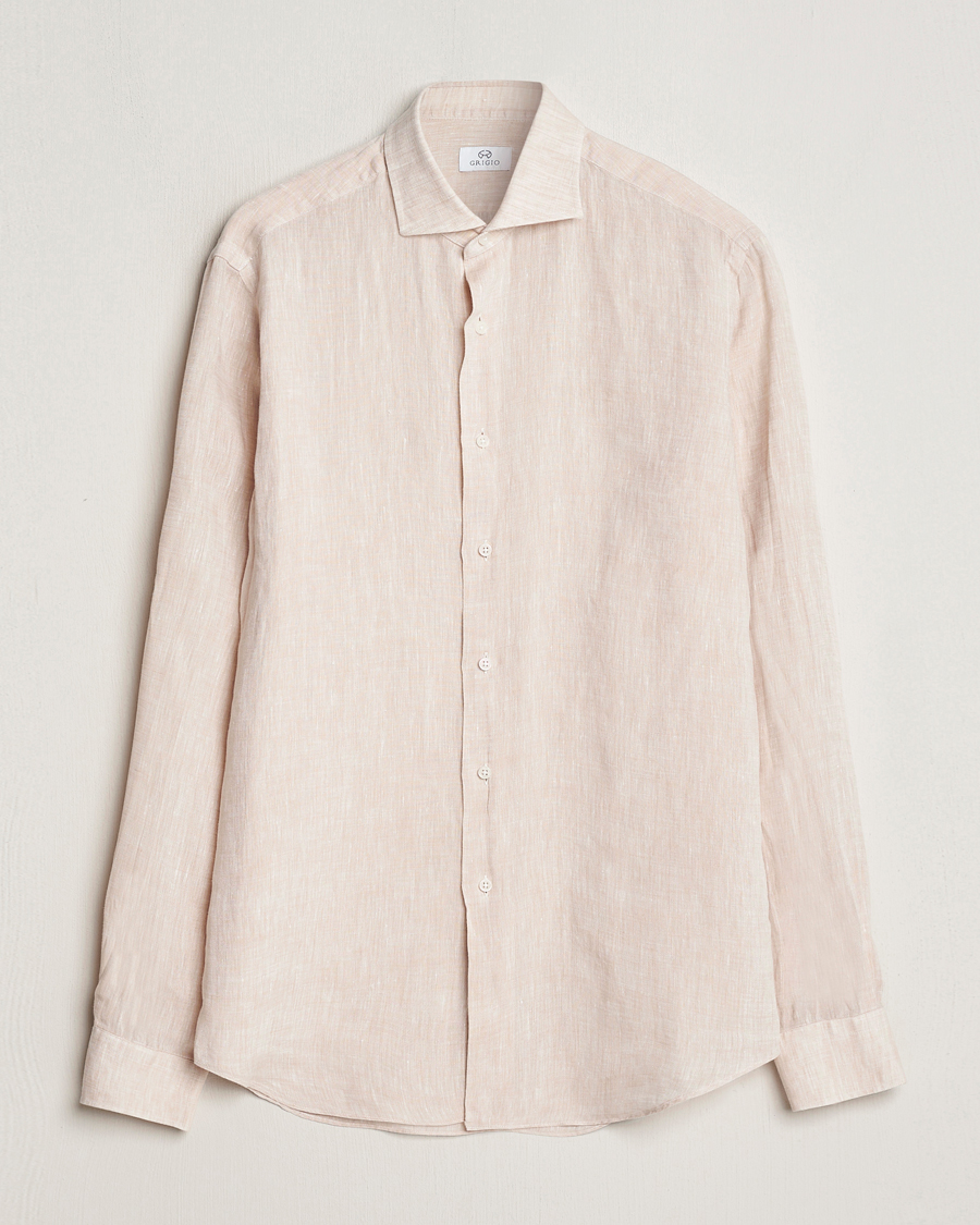 Herre | Skjorter | Grigio | Linen Casual Shirt Beige
