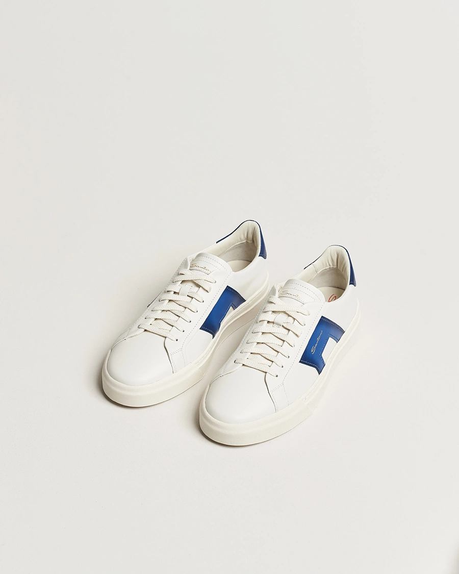 Herre | Santoni | Santoni | Double Buckle Sneakers White/Navy