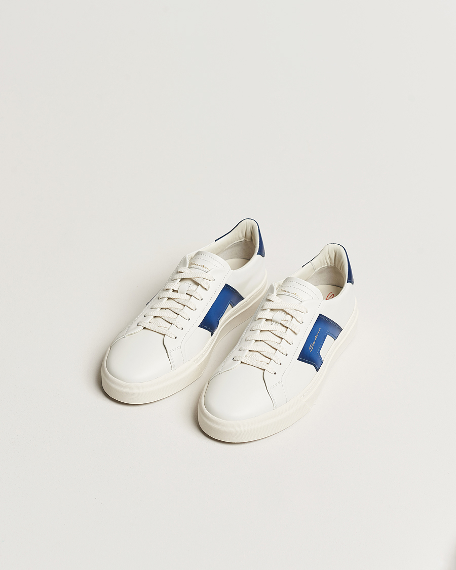 Herre | Avdelinger | Santoni | Double Buckle Sneakers White/Navy