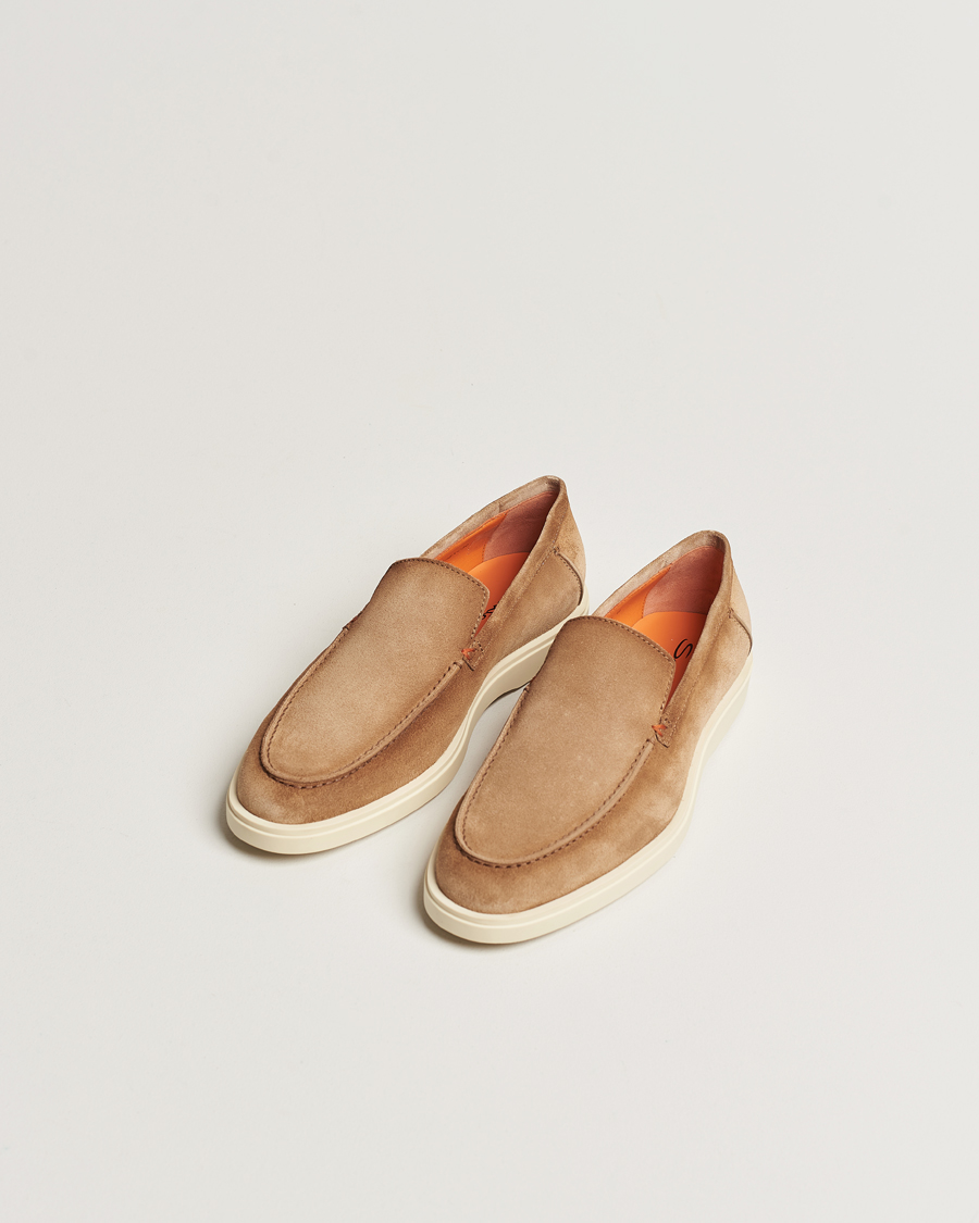 Herre | Santoni | Santoni | Summer Loafers Beige Suede