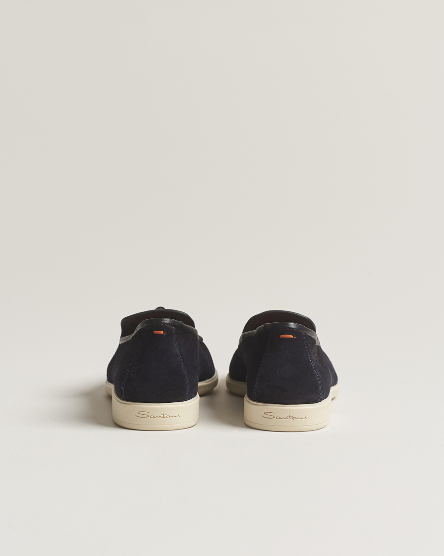 Herre | Santoni Summer Tassel Loafers Navy Suede | Santoni | Summer Tassel Loafers Navy Suede