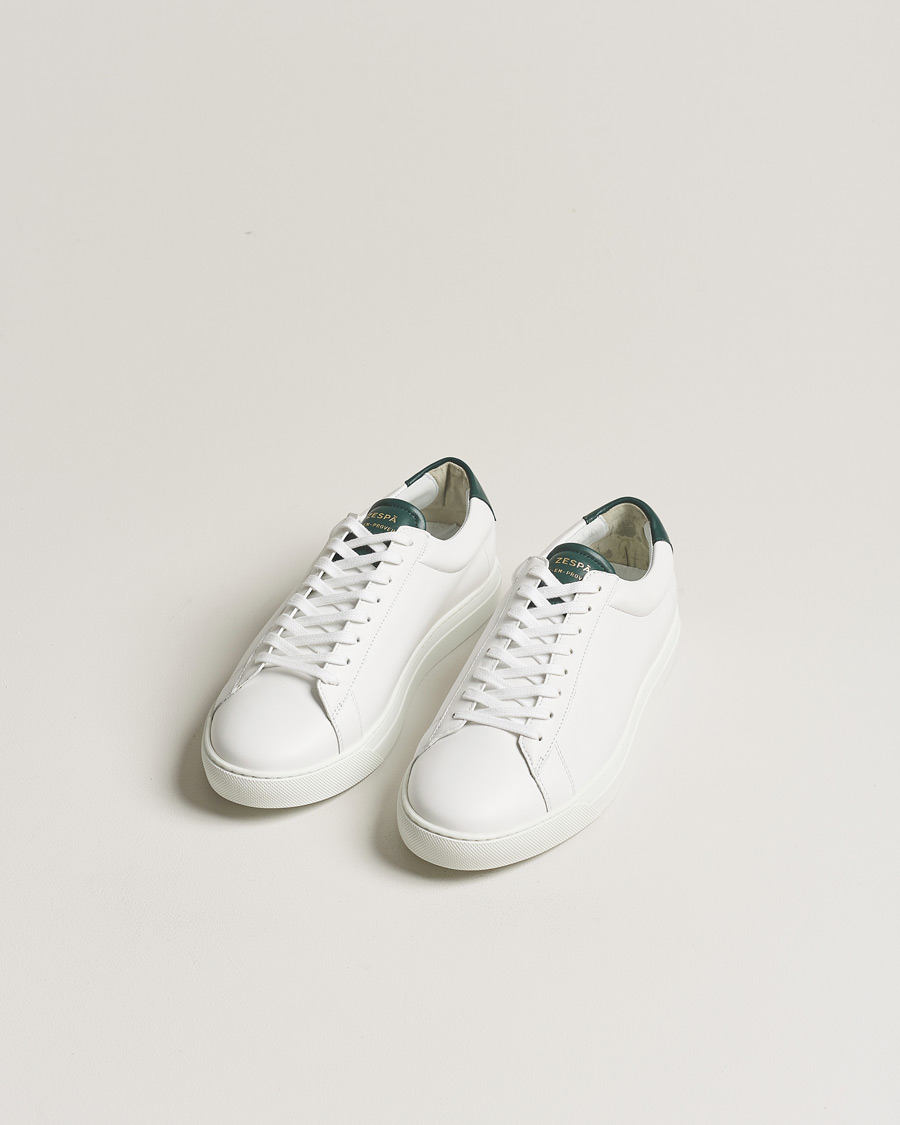 Herre |  | Zespà | ZSP4 Nappa Leather Sneakers White/Dark Green