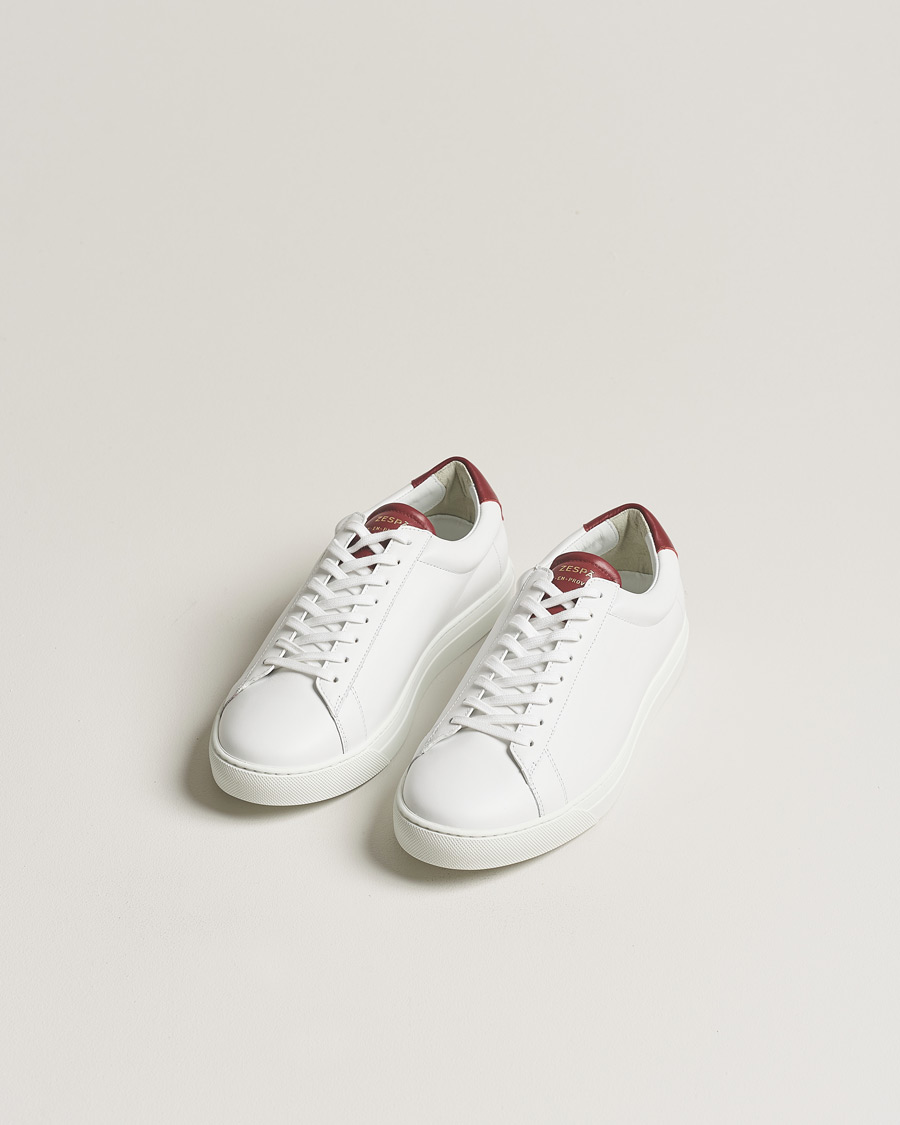 Herre |  | Zespà | ZSP4 Nappa Leather Sneakers White/Wine