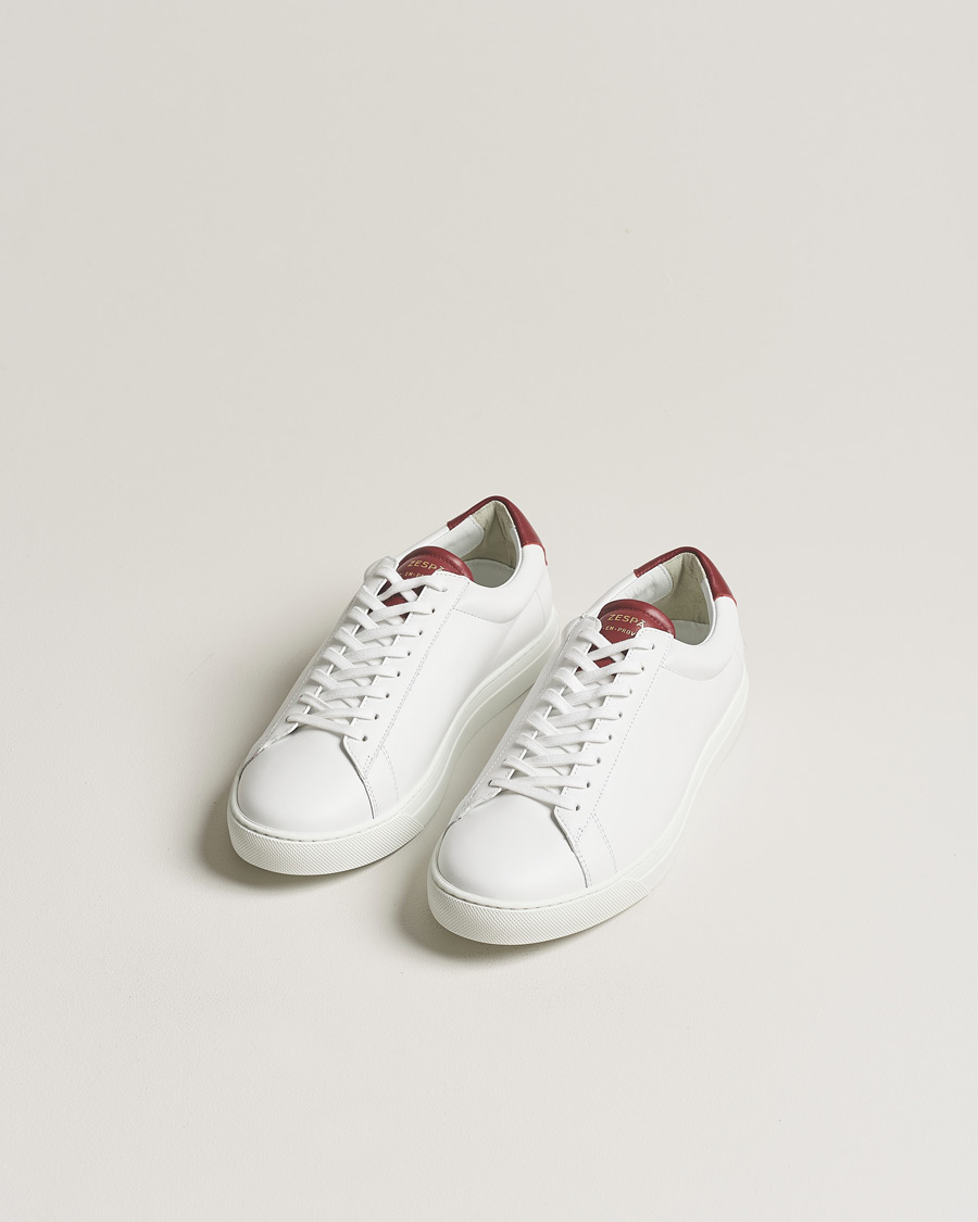 Herre | Zespà ZSP4 Nappa Leather Sneakers White/Wine | Zespà | ZSP4 Nappa Leather Sneakers White/Wine