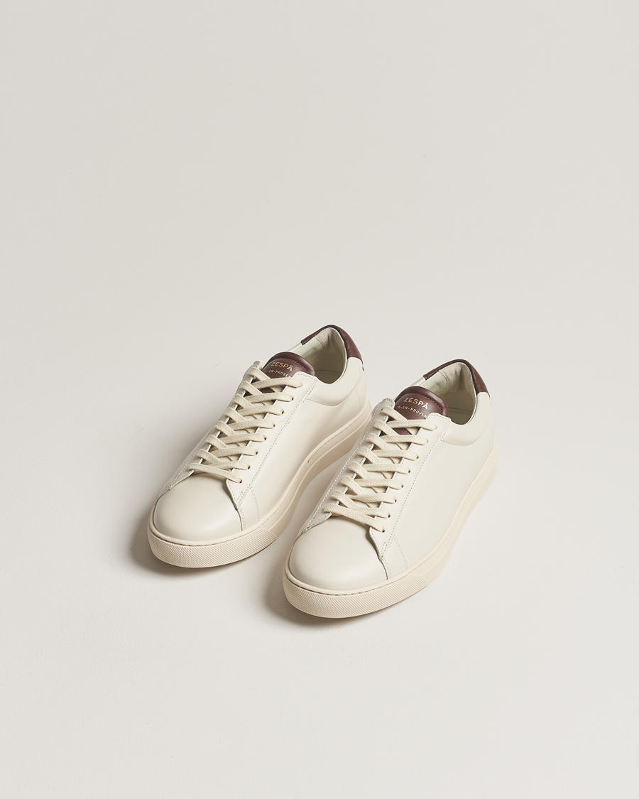 Herre | Hvite sneakers | Zespà | ZSP4 Nappa Leather Sneakers Off White/Brown