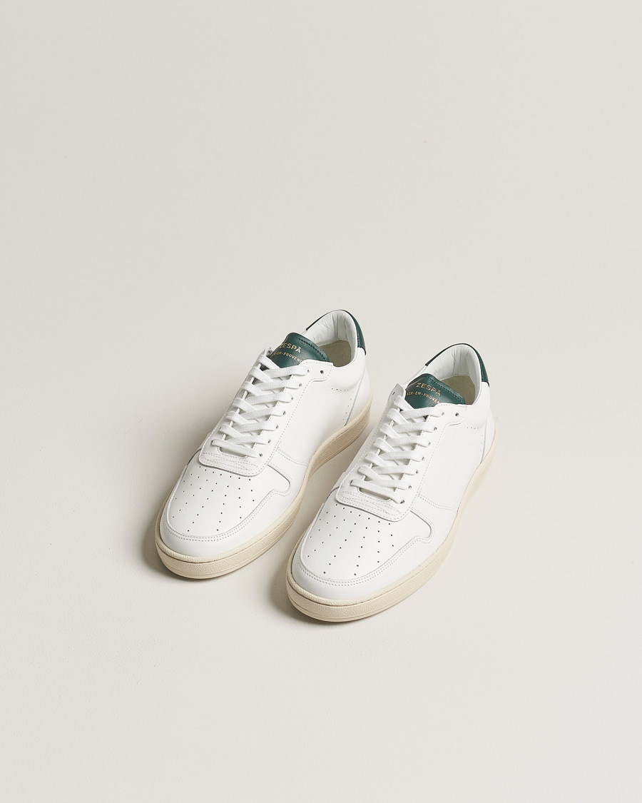 Herre | Hvite sneakers | Zespà | ZSP23 APLA Leather Sneakers White/Dark Green