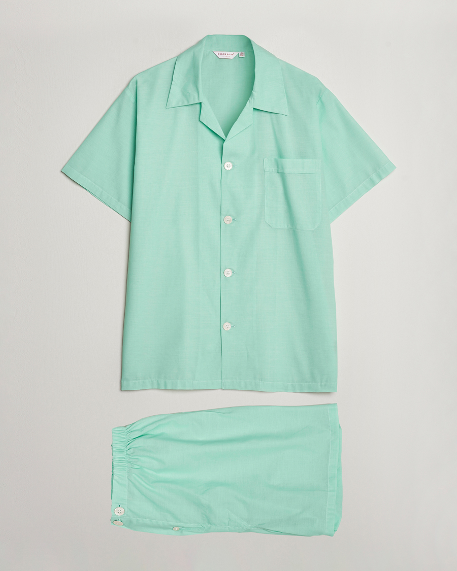 Herre | Pyjamaser og badekåper | Derek Rose | Shortie Cotton Pyjama Set Mint