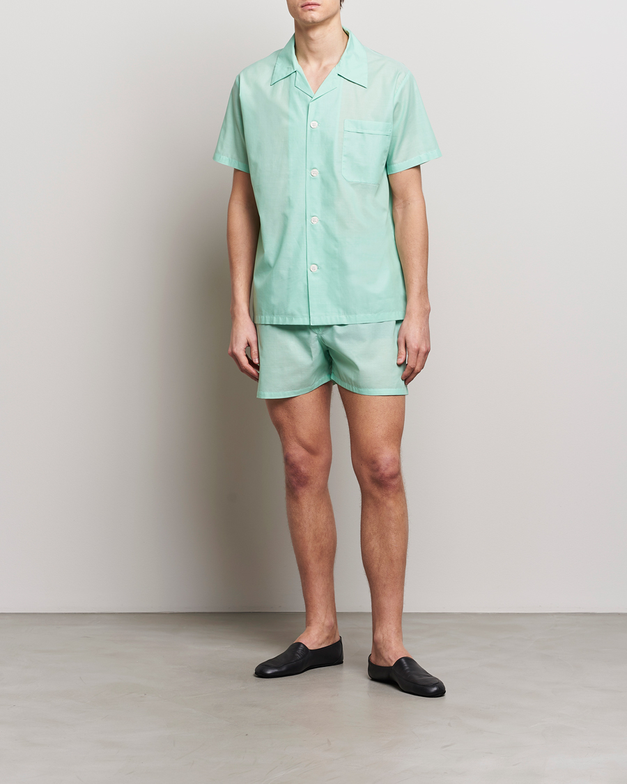 Herre | Pyjamaser og badekåper | Derek Rose | Shortie Cotton Pyjama Set Mint
