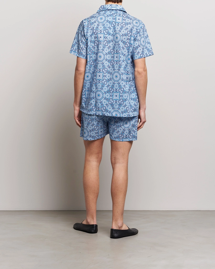 Herre | Pyjamassett | Derek Rose | Shortie Printed Cotton Pyjama Set Blue