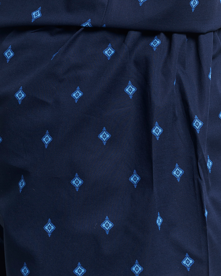 Herre | Pyjamaser og badekåper | Derek Rose | Shortie Printed Cotton Pyjama Set Navy