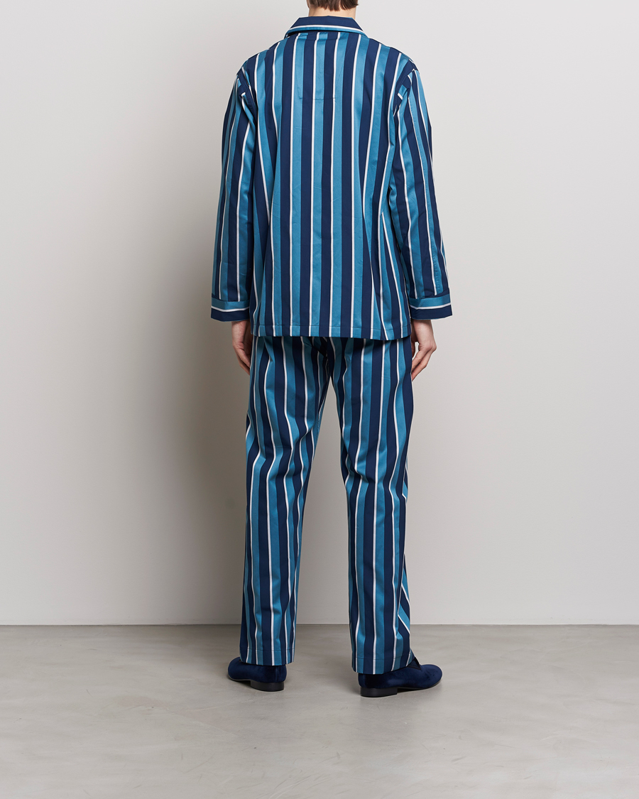Herre | Pyjamassett | Derek Rose | Cotton Striped Pyjama Set Teal