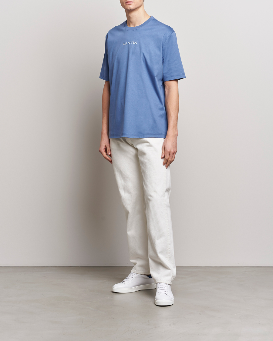 Herre | T-Shirts | Lanvin | Embroidered Logo T-Shirt Cornflower