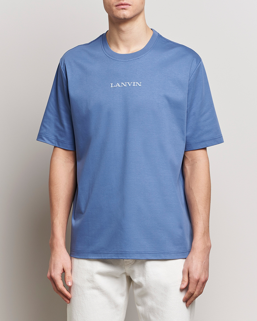 Herre | Kortermede t-shirts | Lanvin | Embroidered Logo T-Shirt Cornflower