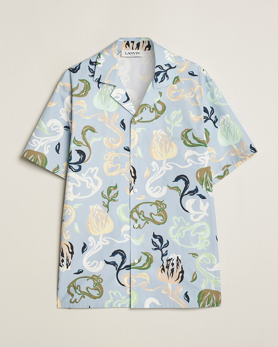 Herre |  | Lanvin | Printed Bowling Shirt Azur