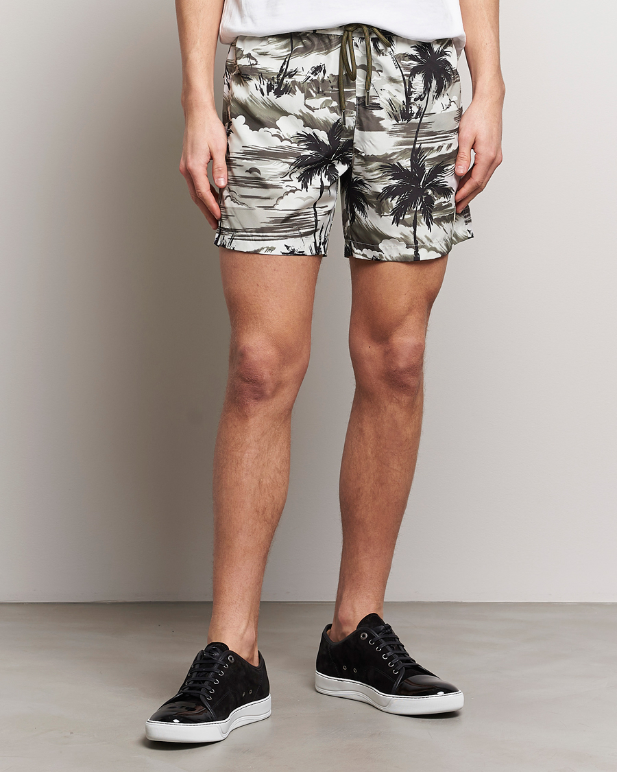 Herre | Badeshorts | Moncler | Palm Printed Swim Shorts White/Olive