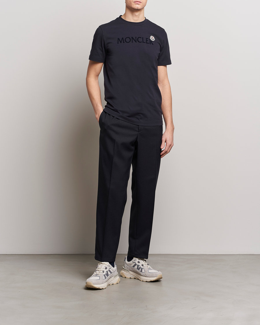 Herre | T-Shirts | Moncler | Lettering Logo T-Shirt Navy