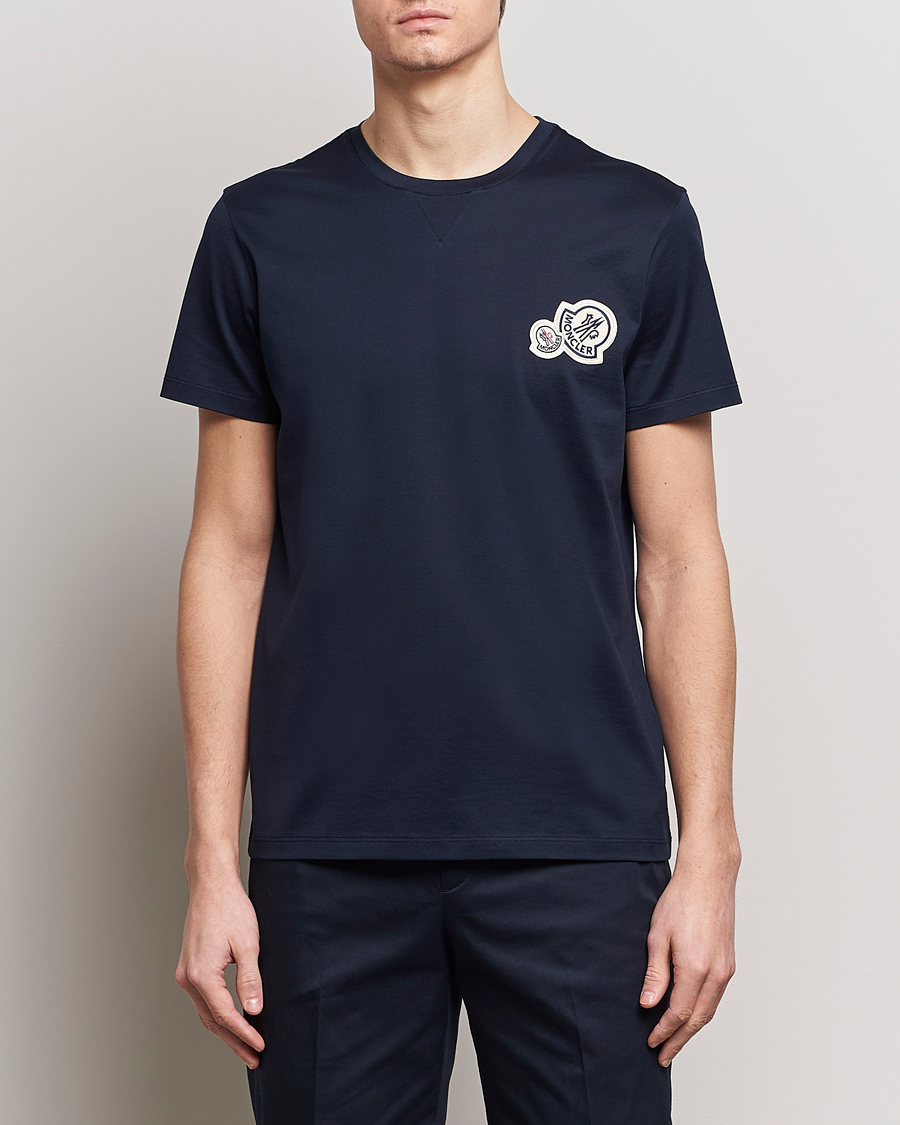 Herre | Kortermede t-shirts | Moncler | Double Logo T-Shirt Navy