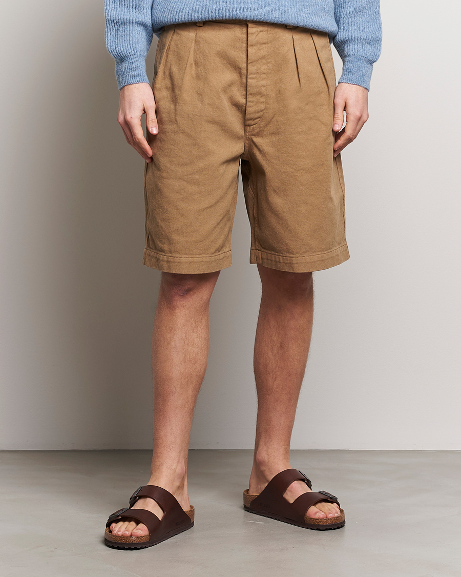 Herre | Chinosshorts | Sunflower | Pleated Shorts Khaki